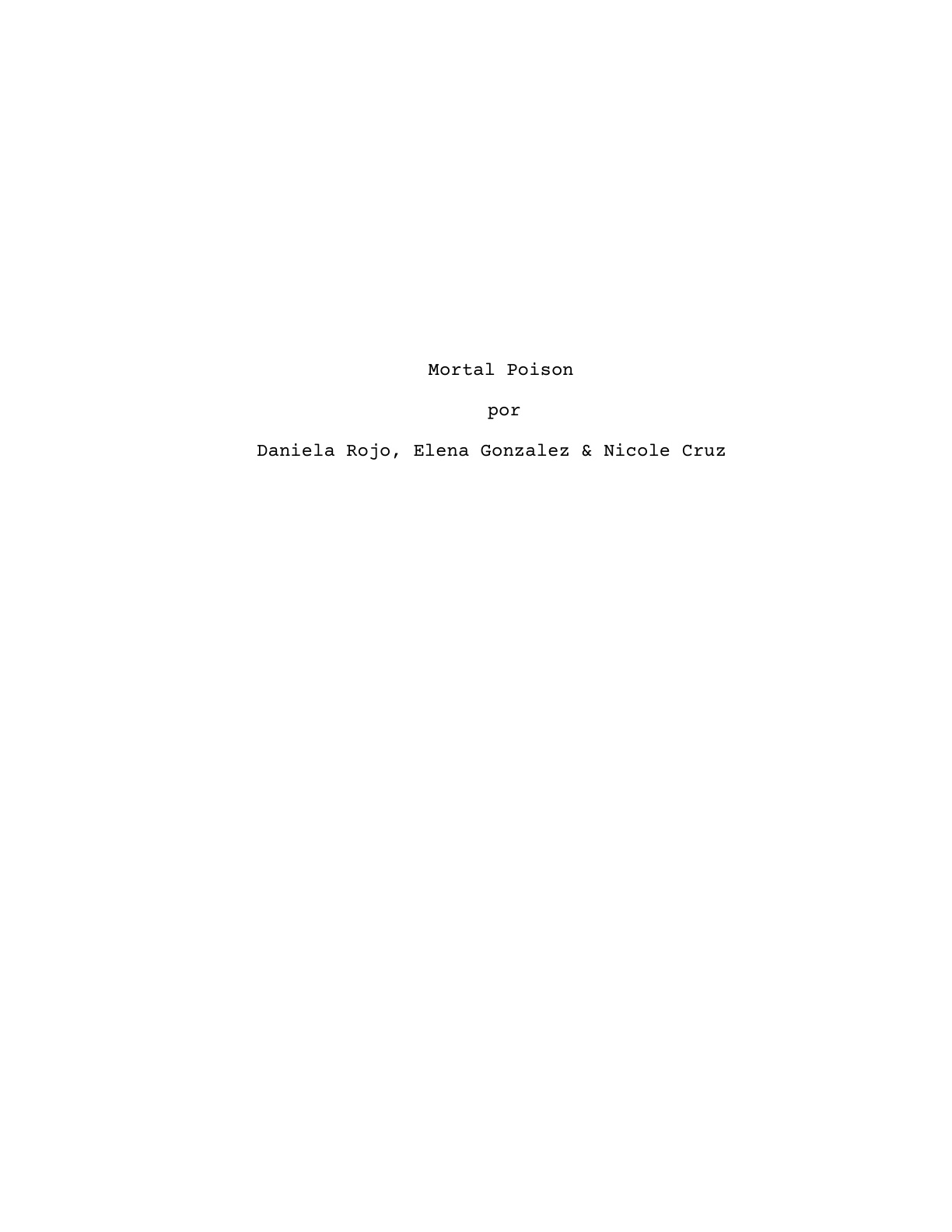 Portada del guión Mortal Poison